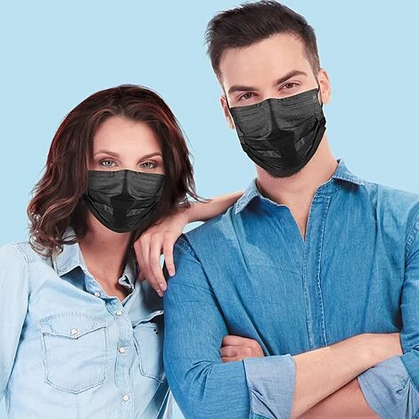 ILOVEMILAN Masques Faciaux Jetables Noirs, Paquet De 100 Masques Faciaux Noirs Protection De Filtre à 3 Plis 6 ILOVEMILAN Masques Faciaux Jetables Noirs, Paquet De 100 Masques Faciaux Noirs Protection De Filtre à 3 Plis – Image 4