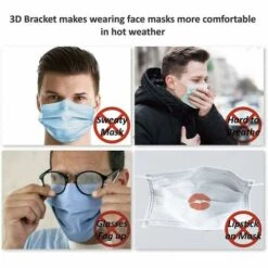 Ensoleillé Porte-masque Intérieur En Silicone 3D - Protège Les Lèvres De Maquillage, Réutilisable, Was -Protection des voies respiratoires Soldes 60302552 3