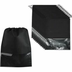 LITZEE Sac à Chaussures De Voyage 32*44cm (15 Pièces), Housse Anti-Poussière De Chaussures Pour Stockage De Chaussures, Pochette Portable De Chaussures Con Fenêtre Transparente Et Cordon De Serrage Masque De Protection