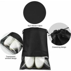 LITZEE Sac à Chaussures De Voyage 32*44cm (15 Pièces), Housse Anti-Poussière De Chaussures Pour Stockage De Chaussures, Pochette Portable De Chaussures Con Fenêtre Transparente Et Cordon De Serrage Masque De Protection -Protection des voies respiratoires Soldes 60480243 3