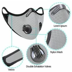 LITZEE Masque De Sport Anti-poussière Avec Filtre à Charbon Actif Pour PM2.5, Moto, Sport, Course à Pied, Escalade Masque De Protection -Protection des voies respiratoires Soldes 60480859 4