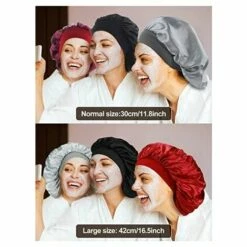 LITZEE 3 Pièces Bonnet De Sommeil En Satin Chapeau Élastique De Bande Large Couvre-Chef De Sommeil De Nuit Pour Fournitures De Sommeil ，T-Audace Masque De Protection -Protection des voies respiratoires Soldes 60482277 4
