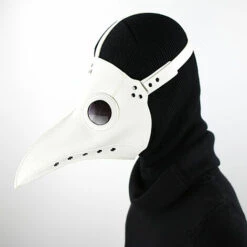 ELLE Ulalaza Médecin De La Peste Masque En Cuir PU Nez Long Oiseau Bec Steampunk Halloween Cosplay Accessoires De Fête Costume(Blanc)