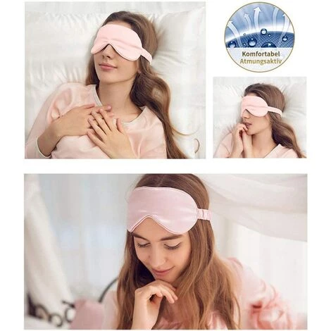 CADEAUX Masque Pour Les Yeux En Soie De Mûrier Imitation Masque Pour Les Yeux Pour La Nuit Sommeil Sommeil Super Doux Hommes Femmes (bleu Foncé) 6 CADEAUX Masque Pour Les Yeux En Soie De Mûrier Imitation Masque Pour Les Yeux Pour La Nuit Sommeil Sommeil Super Doux Hommes Femmes (bleu Foncé) – Image 4