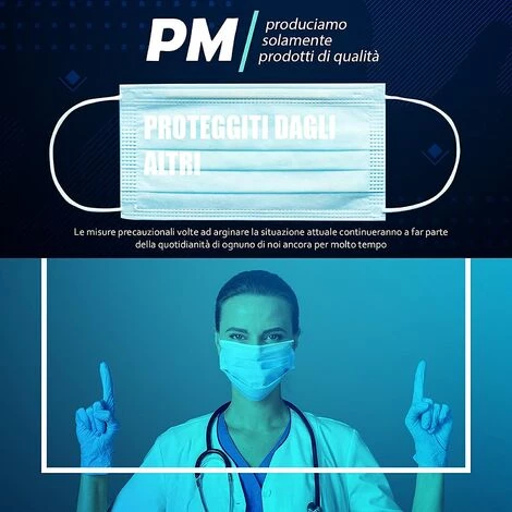 FONTAINEBLEAU Lot 100 Masque Chirurgical Bleu Jetable De 3 Strates Fabriqué En Italie, Masque De Protection Type IIR BFE≥98% Certification CE Plaque Nasale Réglable,bleu,Fonepro 5 FONTAINEBLEAU Lot 100 Masque Chirurgical Bleu Jetable De 3 Strates Fabriqué En Italie, Masque De Protection Type IIR BFE≥98% Certification CE Plaque Nasale Réglable,bleu,Fonepro – Image 3