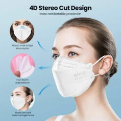 MACARON Masques FFP2, Masque FFP2 Blanc,50 Unités 4 Couches FFP2 Masques LO-Ron -Protection des voies respiratoires Soldes 60885590 3
