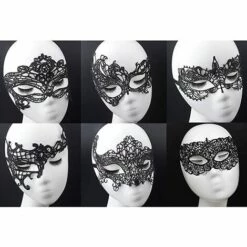 ILOVEMILAN Mesdames Dentelle Noire Masque Fête Bal Mascarade Masque Halloween Noël (lot De 6)