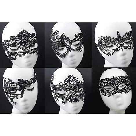 ILOVEMILAN Mesdames Dentelle Noire Masque Fête Bal Mascarade Masque Halloween Noël (lot De 6) 3 ILOVEMILAN Mesdames Dentelle Noire Masque Fête Bal Mascarade Masque Halloween Noël (lot De 6)