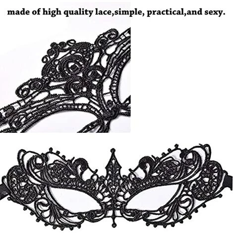 ILOVEMILAN Mesdames Dentelle Noire Masque Fête Bal Mascarade Masque Halloween Noël (lot De 6) 6 ILOVEMILAN Mesdames Dentelle Noire Masque Fête Bal Mascarade Masque Halloween Noël (lot De 6) – Image 4