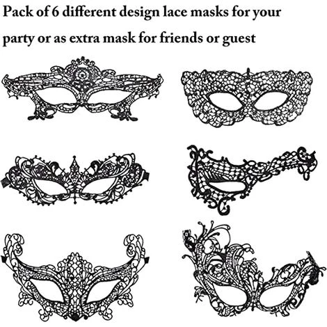 ILOVEMILAN Mesdames Dentelle Noire Masque Fête Bal Mascarade Masque Halloween Noël (lot De 6) 7 ILOVEMILAN Mesdames Dentelle Noire Masque Fête Bal Mascarade Masque Halloween Noël (lot De 6) – Image 5