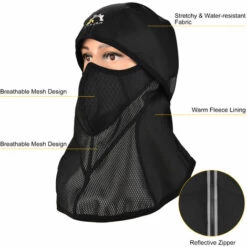YSANAM Coupe-vent D'hiver Avec Fermeture éclair Réfléchissante Femmes Hommes Résistant à L'eau Polaire Thermique Couverture Intégrale Pour Le Ski, Le Snowboard, La Moto, L'équitation, Le Cyclisme - Le Noir - Le Noir -Protection des voies respiratoires Soldes 61129144 5