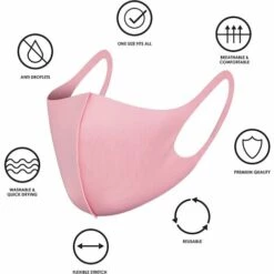 FR-LIFE BR-Vie Lot De 5 Masques Réutilisables En Tissu Avec Boucles D'oreille, Respirants, Doux, Lavables, Durables Pour Un Usage Public Quotidien（coton De Soie Glacée） -Protection des voies respiratoires Soldes 61155970 2