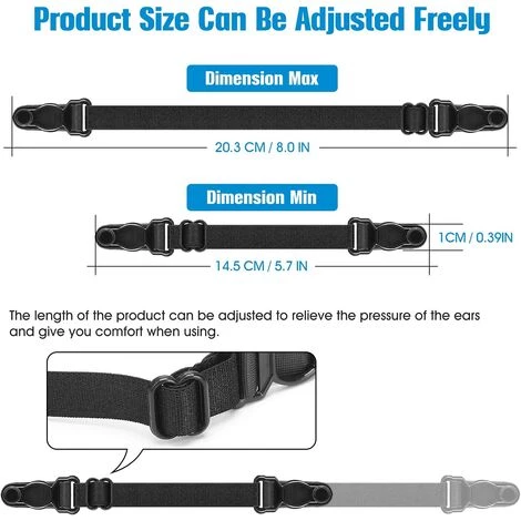 EINEMGELD Lot De 5pcs Attache Masque Accroche Derrière Tête Crochet Extension De Sangle De Masque Extenseur Réglable Pour Protéger Oreilles, Noir 4 EINEMGELD Lot De 5pcs Attache Masque Accroche Derrière Tête Crochet Extension De Sangle De Masque Extenseur Réglable Pour Protéger Oreilles, Noir – Image 2