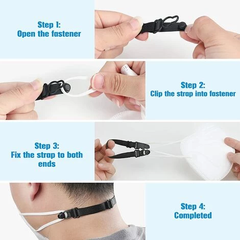 EINEMGELD Lot De 5pcs Attache Masque Accroche Derrière Tête Crochet Extension De Sangle De Masque Extenseur Réglable Pour Protéger Oreilles, Noir 6 EINEMGELD Lot De 5pcs Attache Masque Accroche Derrière Tête Crochet Extension De Sangle De Masque Extenseur Réglable Pour Protéger Oreilles, Noir – Image 4