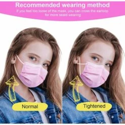 MEZHENG Couleur Masque Facial Jetable Pour Enfants, 100 Pièces Par Boîte, Certifié CE Type II R Rose Imprimé Masques Filtrant À 95%, 3 Couches De Protection Respirant -Protection des voies respiratoires Soldes 62342754 5