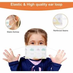 MEZHENG Rousig Masque Enfants Jetable Couleur, 50 Pièces Pour Type II R 3 Couches De Protection, Garçons Et Filles Rose/Bleu/Violet/Blanc Animé Émoticônes Imprimé Masques, Taille Adaptée Pour Visage Enfants -Protection des voies respiratoires Soldes 62342755 4