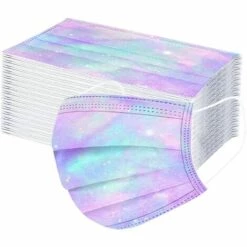 MEZHENG Générique 100Pcs Masque Tissu Enfants Jetable 3 Couches Filtre Face Scarf Avec Des Boucles D'oreille Respirabilité Face Tissu Cute Cartoon Imprimé Visage_Masque