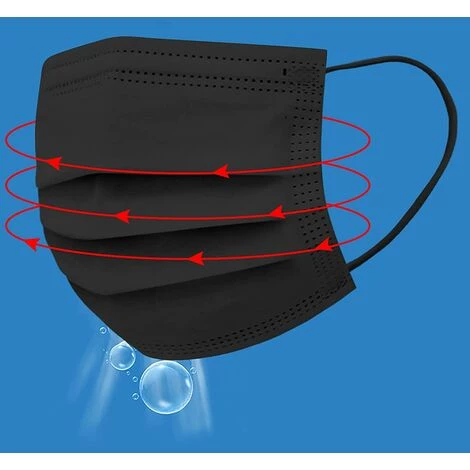 MEZHENG Masque Enfants Jetable, Protection Faciale Jetable Noire, 3 Couches D'Air Filtré éPaissi, Une Fois, Une Utilisation, Tissu Non Tissé + Tissu Soufflé Par Fusion 6 MEZHENG Masque Enfants Jetable, Protection Faciale Jetable Noire, 3 Couches D'Air Filtré éPaissi, Une Fois, Une Utilisation, Tissu Non Tissé + Tissu Soufflé Par Fusion – Image 4