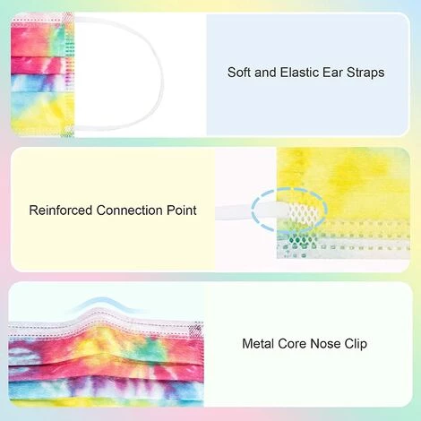 MEZHENG 50 Pièces Masques Enfants Jetable 3 Couches Certifié CE, Non Tissé Anti Poussière Respirant Face Scarf Avec Crochets D'oreille élastiques,Couleur/Noir/Bleu 6 MEZHENG 50 Pièces Masques Enfants Jetable 3 Couches Certifié CE, Non Tissé Anti Poussière Respirant Face Scarf Avec Crochets D'oreille élastiques,Couleur/Noir/Bleu – Image 4