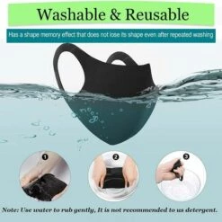 MEZHENG Masque Facial En Tissu Respirant, 3D Stéréo Confortable Anti-poussière En Coton De Soie Glacée, Ajustable, Réutilisable, Les Loisirs, Le Sport, Cyclisme, Camping, Voyage, Unesexe Femme Hommes 3 Pièces -Protection des voies respiratoires Soldes 62342812 5
