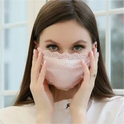 MEZHENG Masque Facial Tendance En Dentelle Et Perles Pour Enterrement De Vie De Jeune Fille