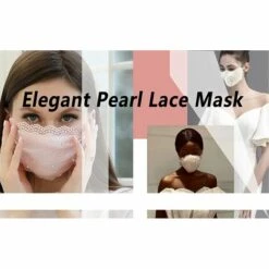 MEZHENG Masque Facial Tendance En Dentelle Et Perles Pour Enterrement De Vie De Jeune Fille -Protection des voies respiratoires Soldes 62342858 3