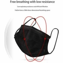 MEZHENG Protection Personnelle Noire De Filtre Jetable De Visage De 3 Plis 100 Pièces -Protection des voies respiratoires Soldes 62342863 3