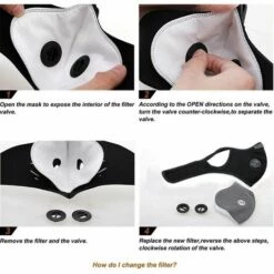 JOORRT Masque De Protection Face De Poussière Réutilisable, Protecteur Sportif M Avec Filtre à Charbon Actif Et Valves/ Pour La Moto, Le Cyclisme, La Course à Pied Et Les Activités De Plein Air（1 Noir + 8 Filtres Supplémentaires） -Protection des voies respiratoires Soldes 63527441 3