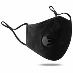 Dontodent Lot De 5 Masques 100 % Coton Respirant Avec Valve à Air Et Boucle D'oreille Et Pince-nez Réglables, Réutilisables, Lavables Pour Un Usage Public Quotidien, Noir