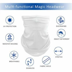 JUNJUN-Sun UV Protection Face Cover Foulard Mask Neck Gaiter Respirant Windproof Bandana…White -Protection des voies respiratoires Soldes 63800803 4