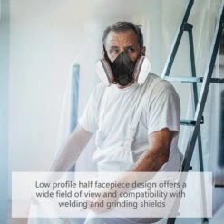 LIFCAUSAL Respirateur Réutilisable Demi-masque 6200 Masque à Gaz Protection Respiratoire Respirateurs Pour Peinture Soudage à La Vapeur Organique Polissage Travail Du Bois Et Autres Protections De Travail -Protection des voies respiratoires Soldes 63810918 4