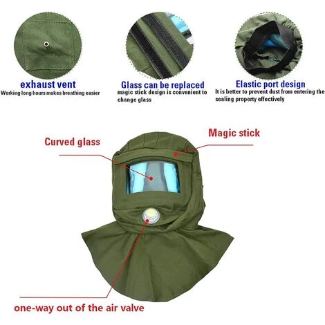 SLI-RES Sablage Hotte Abrasive Capuchon, Casque De Sablage Anti Vent Sand Blaster, Masque De Sablage Protection De La Poussière Protection Visage (Vert Armée),Lilaris 5 SLI-RES Sablage Hotte Abrasive Capuchon, Casque De Sablage Anti Vent Sand Blaster, Masque De Sablage Protection De La Poussière Protection Visage (Vert Armée),Lilaris – Image 3