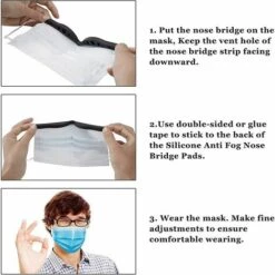 GroupM Trou Carré Vert + Noir + Blanc 2 Pièces Masque Pince Pont De Nez Lunettes Dispositif Anti-buée -Protection des voies respiratoires Soldes 63889316 5