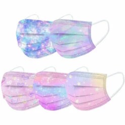 PERLE RARE Masque Couleur Jetable Adulte, 50 Pièces Type Certifié CE Masques Émoticônes/Étoilé Imprimé Filtrant, 3 Couches De Protection Respirant Et Confortable -Protection des voies respiratoires Soldes 63958692 5