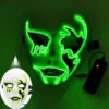 Outillage Halloween Masque Masque Éclairage LED Masque Effrayant Crâne Lumineux EL Masque Lumière Masque Festif Costume De Carnaval Fête (Vert Fluorescent) LangRay -Protection des voies respiratoires Soldes 64035617 1
