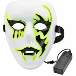 Outillage Halloween Masque Masque Éclairage LED Masque Effrayant Crâne Lumineux EL Masque Lumière Masque Festif Costume De Carnaval Fête (Vert Fluorescent) LangRay -Protection des voies respiratoires Soldes 64035617 5