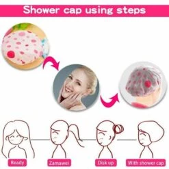 Outillage Bonnet De Douche 6 Pièces, Imperméable Bonnet De Bain élastiques Chapeau Réutilisables, Grand Accessoire Cheveux Douche Pour Les Femmes Filles De Douche Spa Salon LangRay -Protection des voies respiratoires Soldes 64035834 4