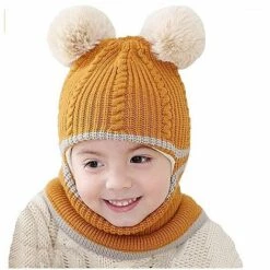 Outillage Bonnet Pour Enfants Automne Et Hiver Double Boule De Laine Bonnet De Laine Une Pièce En Peluche épaissie Pour Garder Au Chaud 2 Ans Bonnet Tricoté Pour Bébé Mâle Et Femelle, Boule De Laine Jaune LangRay
