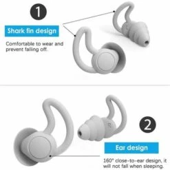 Outillage 2 Pièces Bouchons D'Oreille Ultra Confortables Antibruit Pour Sommeil Bouchons D'Oreille De Réduction De Bruit En Silicone Pour Sommeil Ronflement Course Tir Voyages Concerts (Gris) LangRay -Protection des voies respiratoires Soldes 64039596 3