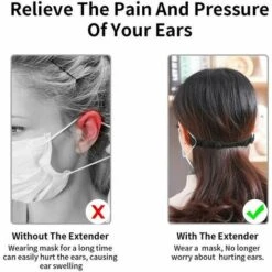 Outillage Extenseur De Sangle De Masque En Silicone Avec Boutons, 5 Pièces D'extension De Masque Anti-Dérapant Réglable, Anti-Serrage Souple Sangle D'oreille Crochet Economiseur Protecteur - Noir LangRay -Protection des voies respiratoires Soldes 64039604 5