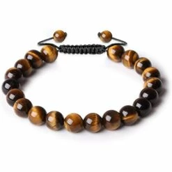 ILOVEMILAN 6/8MM Bracelet Pierre Naturelle, Pierres Bracelet Précieuses Femme Bracelet Pierre Veritable Elastique Réglable Bracelet,8mm Oeil De Tigre Pierre