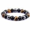 ILOVEMILAN Bracelet Triple Protection Oeil De Tigre, Perles En Hématite Et Obsidienne Noire De Pierre Oeil De Tigre Jaune 8mm -Protection des voies respiratoires Soldes 64044961 1