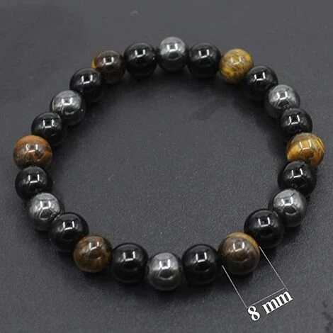 ILOVEMILAN Bracelet Triple Protection Oeil De Tigre, Perles En Hématite Et Obsidienne Noire De Pierre Oeil De Tigre Jaune 8mm 4 ILOVEMILAN Bracelet Triple Protection Oeil De Tigre, Perles En Hématite Et Obsidienne Noire De Pierre Oeil De Tigre Jaune 8mm – Image 2