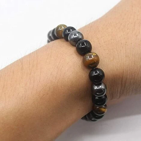 ILOVEMILAN Bracelet Triple Protection Oeil De Tigre, Perles En Hématite Et Obsidienne Noire De Pierre Oeil De Tigre Jaune 8mm 7 ILOVEMILAN Bracelet Triple Protection Oeil De Tigre, Perles En Hématite Et Obsidienne Noire De Pierre Oeil De Tigre Jaune 8mm – Image 5