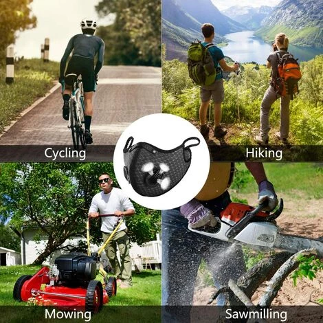 ARC-EN-CIéL Anti-poussière Anti-Pollution Sport Lavable Réutilisable Pour Le Cyclisme Et La Course à Pied, Ensemble 2 (Noir) Arcenciél 4 ARC-EN-CIéL Anti-poussière Anti-Pollution Sport Lavable Réutilisable Pour Le Cyclisme Et La Course à Pied, Ensemble 2 (Noir) Arcenciél – Image 2