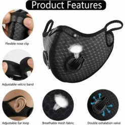 ARC-EN-CIéL Anti-poussière Anti-Pollution Sport Lavable Réutilisable Pour Le Cyclisme Et La Course à Pied, Ensemble 2 (Noir) Arcenciél 9 ARC-EN-CIéL Anti-poussière Anti-Pollution Sport Lavable Réutilisable Pour Le Cyclisme Et La Course à Pied, Ensemble 2 (Noir) Arcenciél -Protection des voies respiratoires Soldes 64128204 3