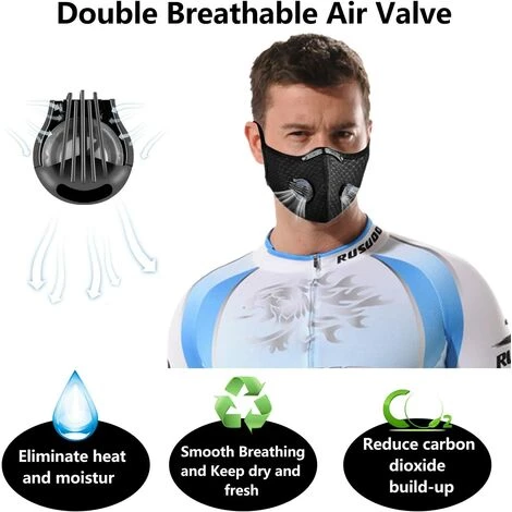 ARC-EN-CIéL Anti-poussière Anti-Pollution Sport Lavable Réutilisable Pour Le Cyclisme Et La Course à Pied, Ensemble 2 (Noir) Arcenciél 6 ARC-EN-CIéL Anti-poussière Anti-Pollution Sport Lavable Réutilisable Pour Le Cyclisme Et La Course à Pied, Ensemble 2 (Noir) Arcenciél – Image 4