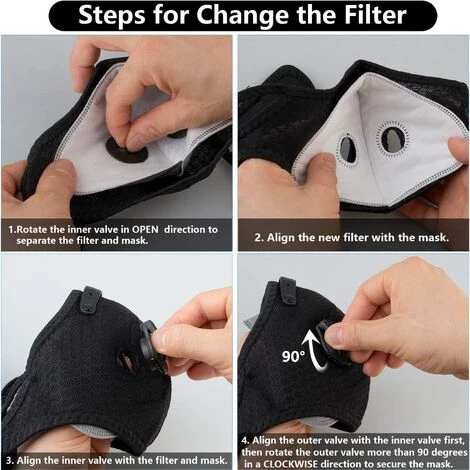 ARC-EN-CIéL Anti-poussière Anti-Pollution Sport Lavable Réutilisable Pour Le Cyclisme Et La Course à Pied, Ensemble 2 (Noir) Arcenciél 7 ARC-EN-CIéL Anti-poussière Anti-Pollution Sport Lavable Réutilisable Pour Le Cyclisme Et La Course à Pied, Ensemble 2 (Noir) Arcenciél – Image 5