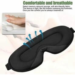 AOUGO Masque De Sommeil 3D Pour Dormir Avec Les Yeux Bandés Masque Pour Les Yeux En Soie Avec Sangle Réglable Masque De Sommeil Bloquant La Lumière Masque De Sommeil En Soie Naturelle Rempli De Coton Doux Pour Voyage/dormir/pause Déjeuner/hôtel -Protection des voies respiratoires Soldes 64615423 4