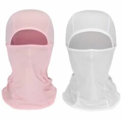 2 Pièces De Masque Facial Cagoule Cyclisme En Plein Air Escalade Pêche Tactique Moto Respirant Mince (blanc + Rose) 56Vingt